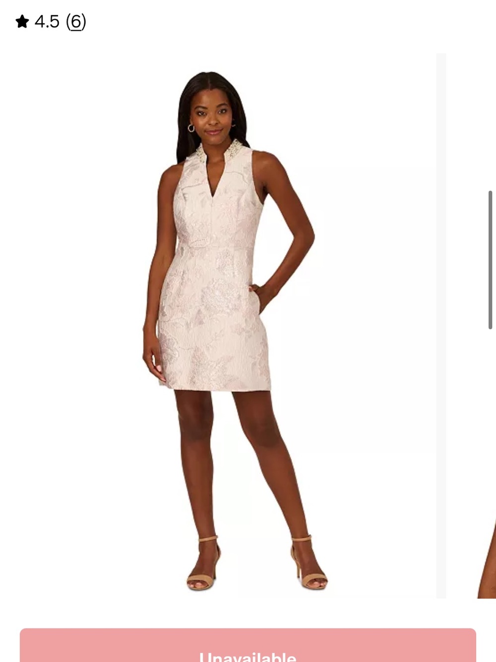 Adrianna Papell Cream Floral Jacquard Dress